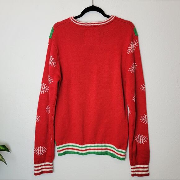 AMERICAN STITCH Red My Presence Is Your Present Ugly Christmas Sweater Sz L - Picture 9 of 11